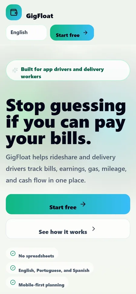 GigFloat cash-flow planning web app built by CreativeKing